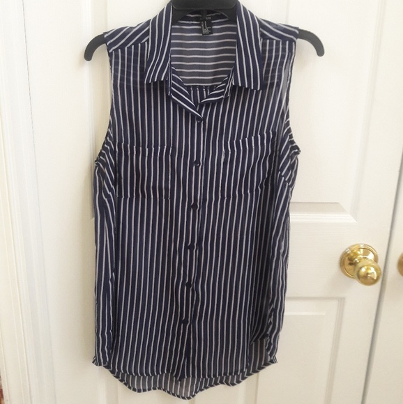 Forever 21 Sheer Button Down Shirt Sz M - Picture 1 of 4